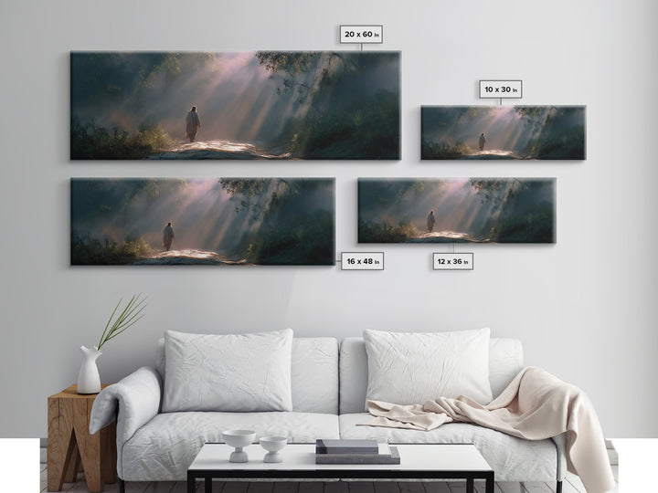 Path Of Light – Framed Canvas Print – Panoramic Art – Jesus Painting – Christian Wall Art – Moody Christian Art – Christian Art Canvas