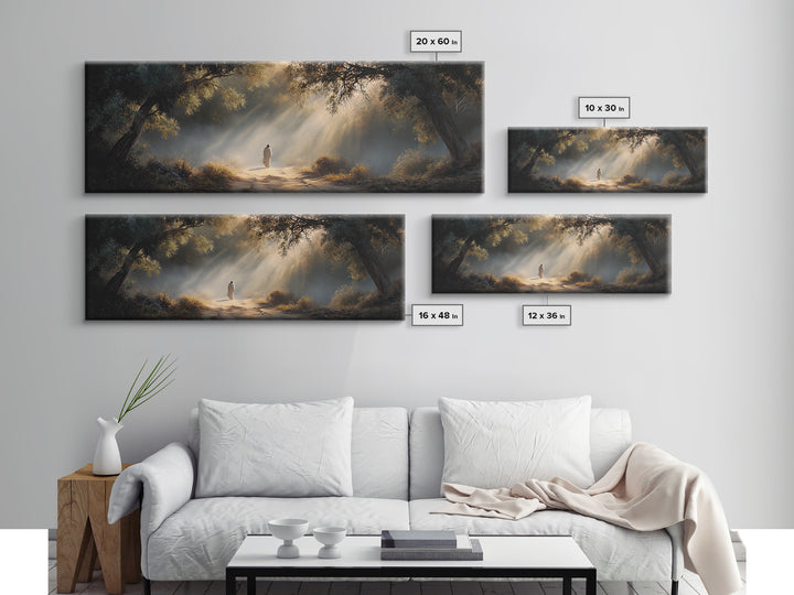 The Wandering Light – Framed Canvas Print – Christian Wall Art – Jesus Painting – Panoramic Art – Christian Christmas Art – Christian Decor