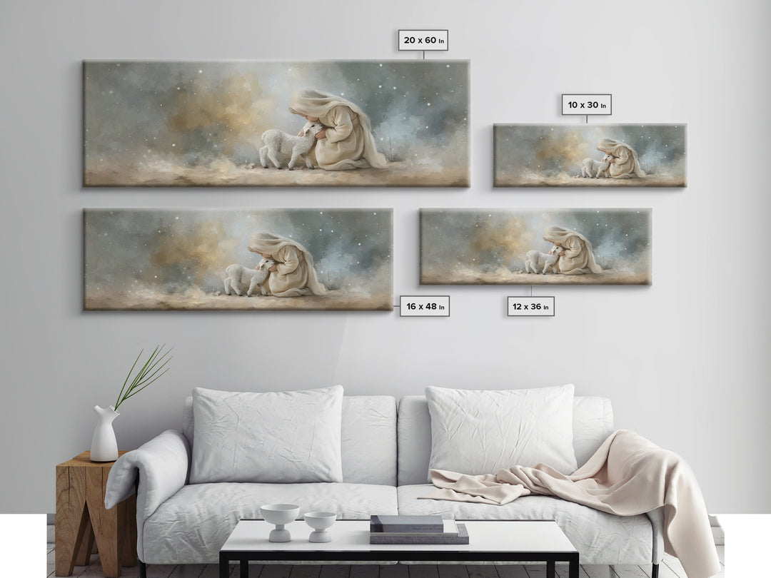 Heaven’s Gentle Care | Framed Canvas Print | Christian Art Canvas | Christmas Art | Panoramic Wall Art | Christian Decorations | Christian