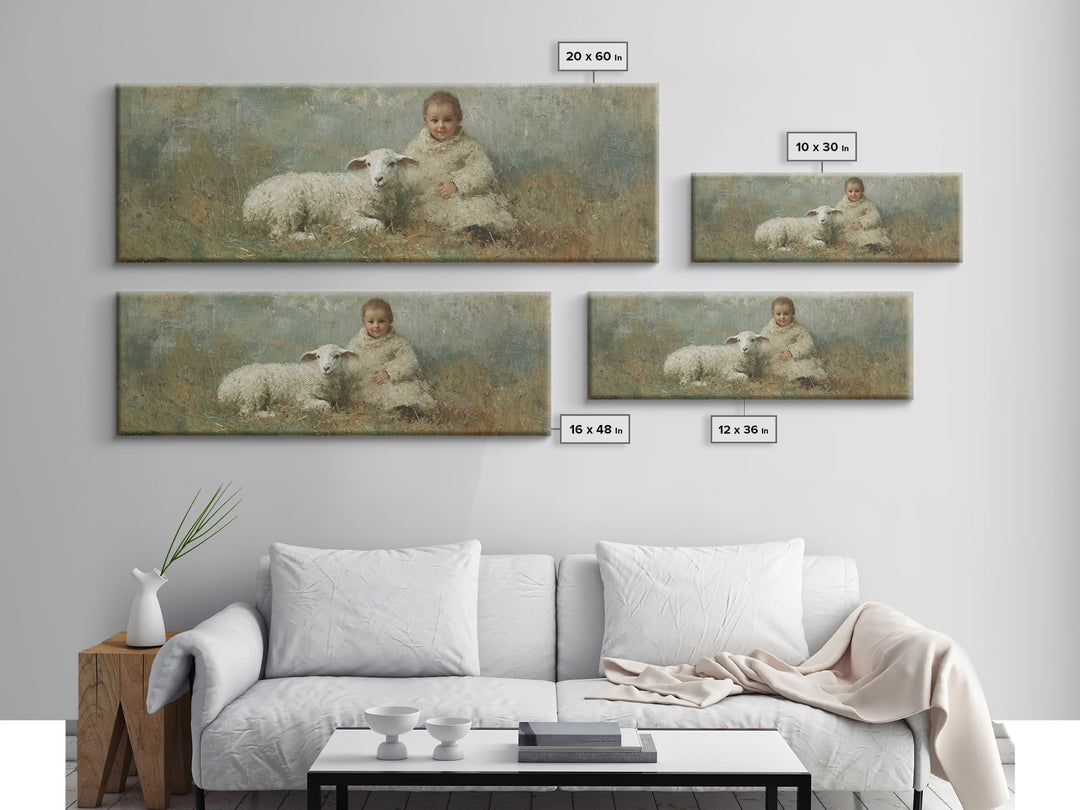 Shepherd Child Peace, Framed Canvas Print, Christian Wall Art, Christian Painting, Panoramic Print, Christmas Art Prints, Christian Christm