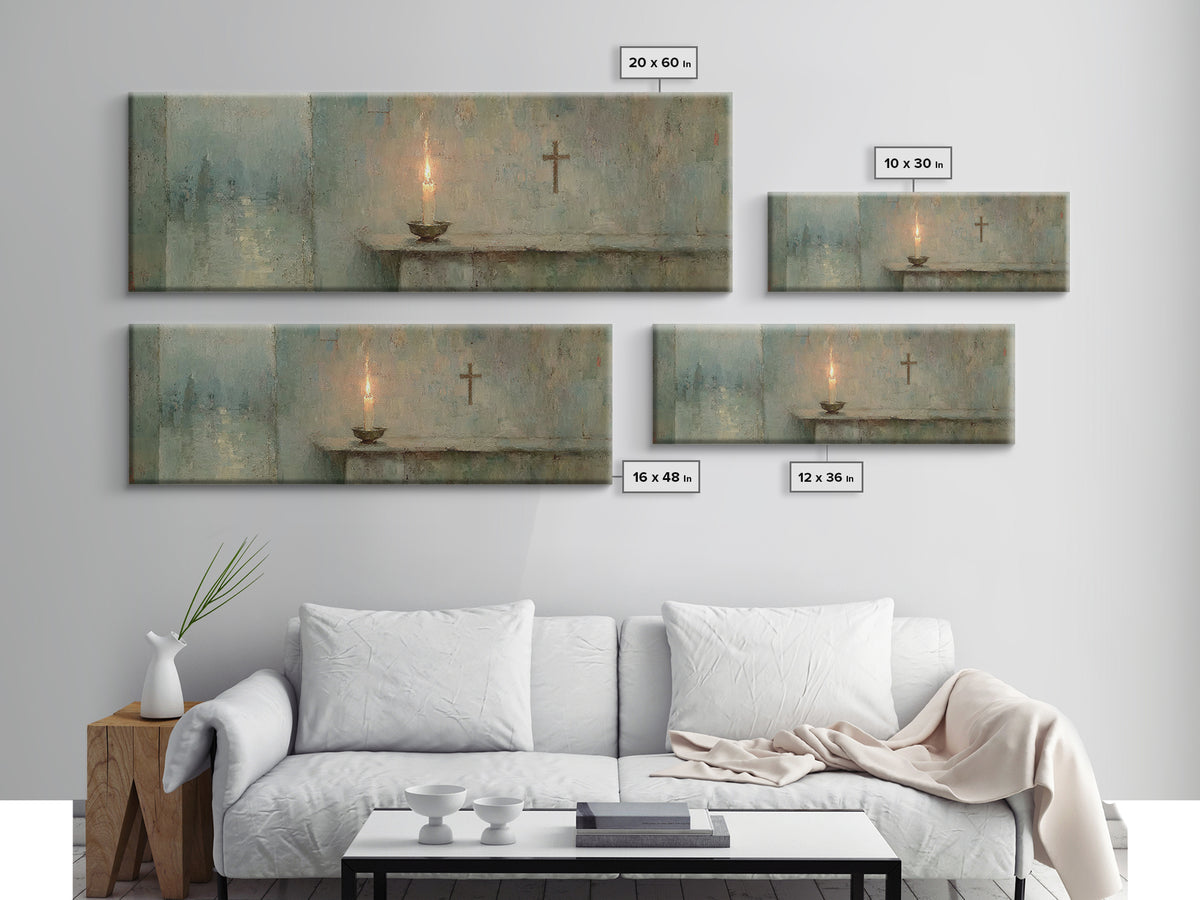 Hushed Horizons, Framed Canvas Print, Panoramic Painting, Christian Wall Art, Jesus Painting, Christian Art Canvas