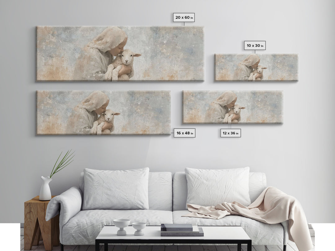 Mothering Grace – Framed Canvas Print – Christian Art – Panoramic Print – Christmas Art Work – Christian Christmas Decorations – Jesus Art