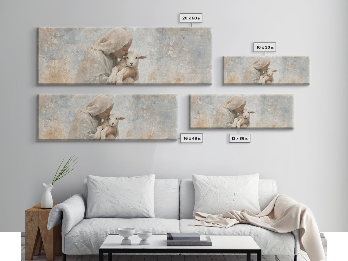 Mothering Grace – Framed Canvas Print – Christian Art – Panoramic Print – Christmas Art Work – Christian Christmas Decorations – Jesus Art