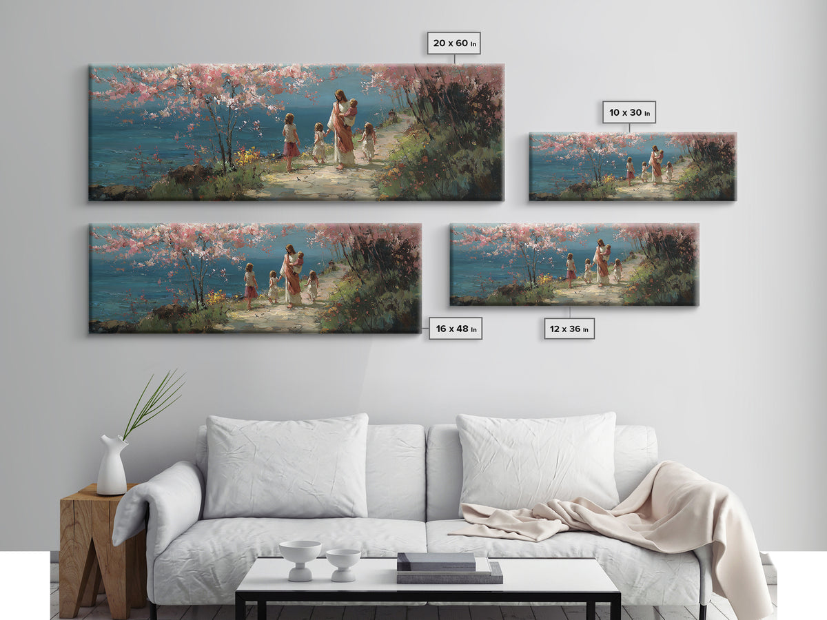 Path Of Hope | Framed Canvas Print | Christian Wall Art | Panoramic Painting | Jesus Art Print | Christian Art Canvas | Christmas Art