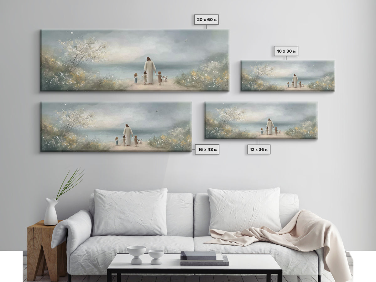 Garden Of Calm – Framed Canvas Print – Christian Painting – Panoramic Wall Art – Jesus Canvas Art – Christian Decor – Christmas Art