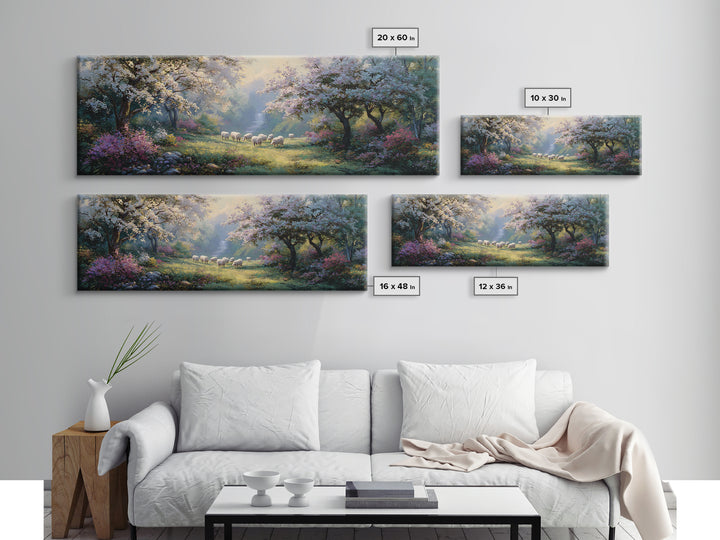 Blossom Dawn Path | Framed Canvas Print | Christian Art Canvas | Jesus Painting | Panoramic Wall Art | Christian Wall Art | Christmas Art