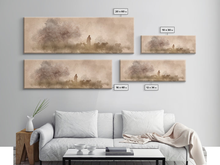 Orchard Of Peace – Framed Canvas Print – Christian Art Canvas – Panoramic Art – Jesus Wall Art – Christian Painting – Christmas Art