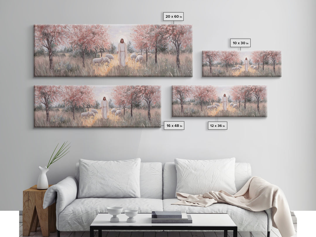 Garden Of Promise, Framed Canvas Print, Christian Art Canvas, Panoramic Wall Art, Jesus Painting, Christian Wall Art, Christmas Art