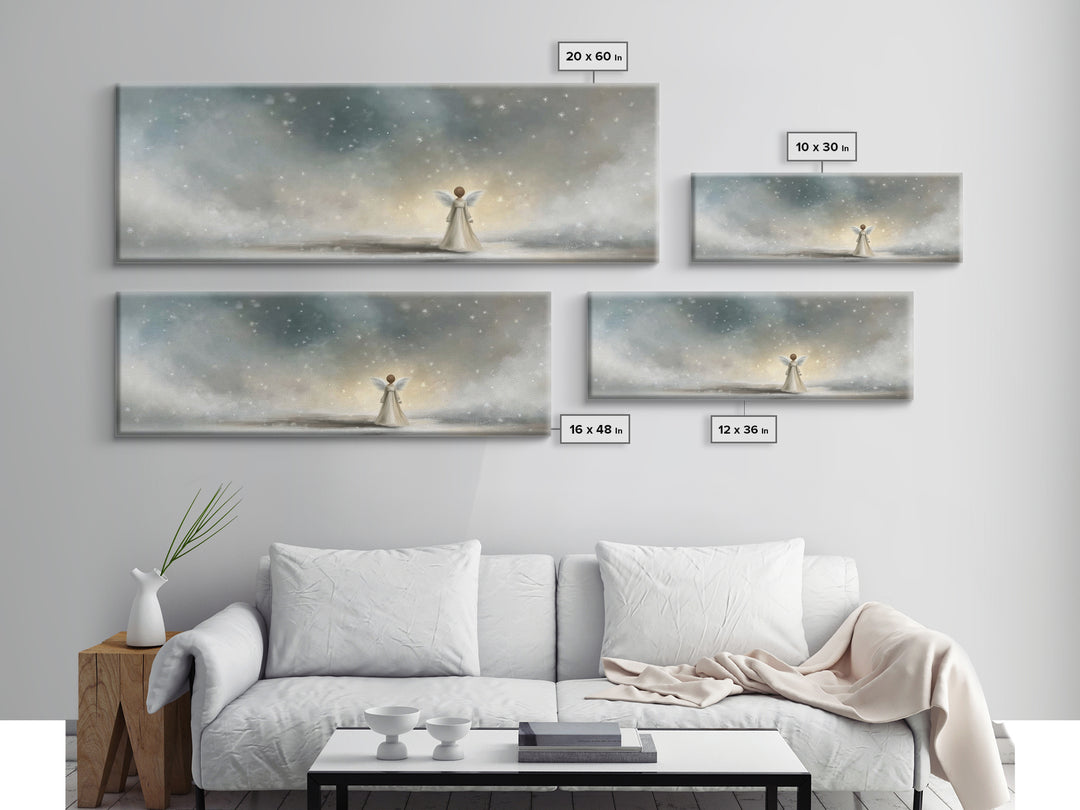 Field Of Gentle Mercy, Framed Canvas Print, Christian Art Canvas, Panoramic Wall Art, Jesus Painting, Christian Painting, Christmas Art