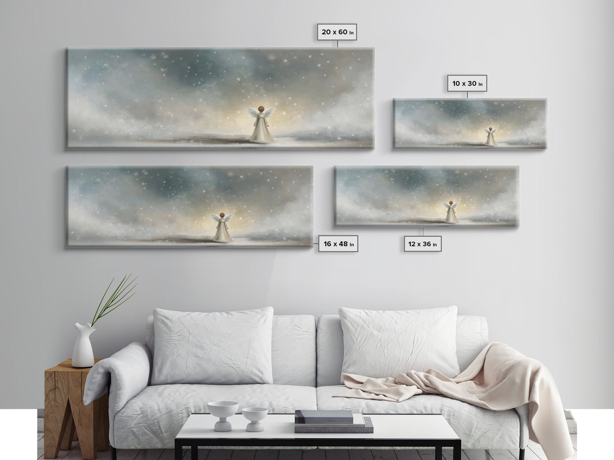 Field Of Gentle Mercy, Framed Canvas Print, Christian Art Canvas, Panoramic Wall Art, Jesus Painting, Christian Painting, Christmas Art