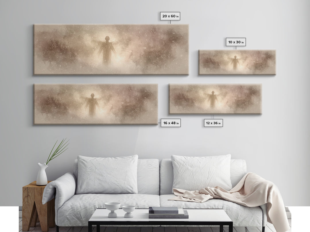 Angel Of Stillness | Framed Canvas Print | Panoramic Painting | Christian Wall Art | Christian Art Canvas | Christian Christmas Art | Moder