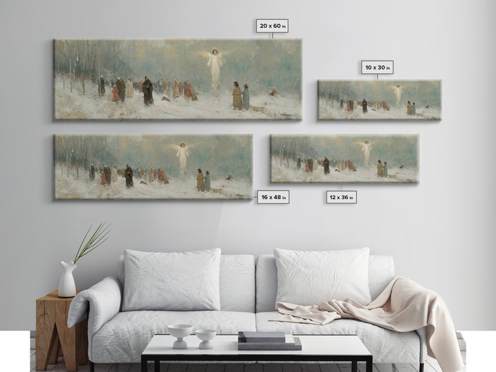 Heavenly Witness Light, Framed Canvas Print, Panoramic Wall Art, Christian Art Canvas, Christian Wall Art, Christmas Art, Christian Paintin