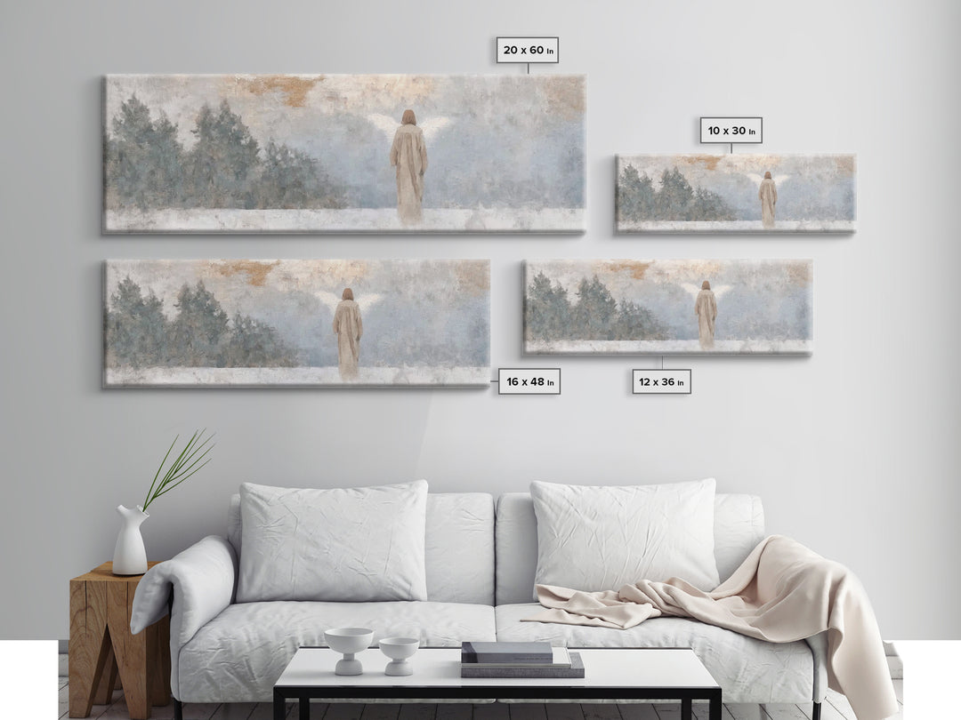 Silent Angel Watch – Framed Canvas Print – Panoramic Print – Christian Art – Minimalist Christian Art – Christian Art Canvas – Christmas Ar