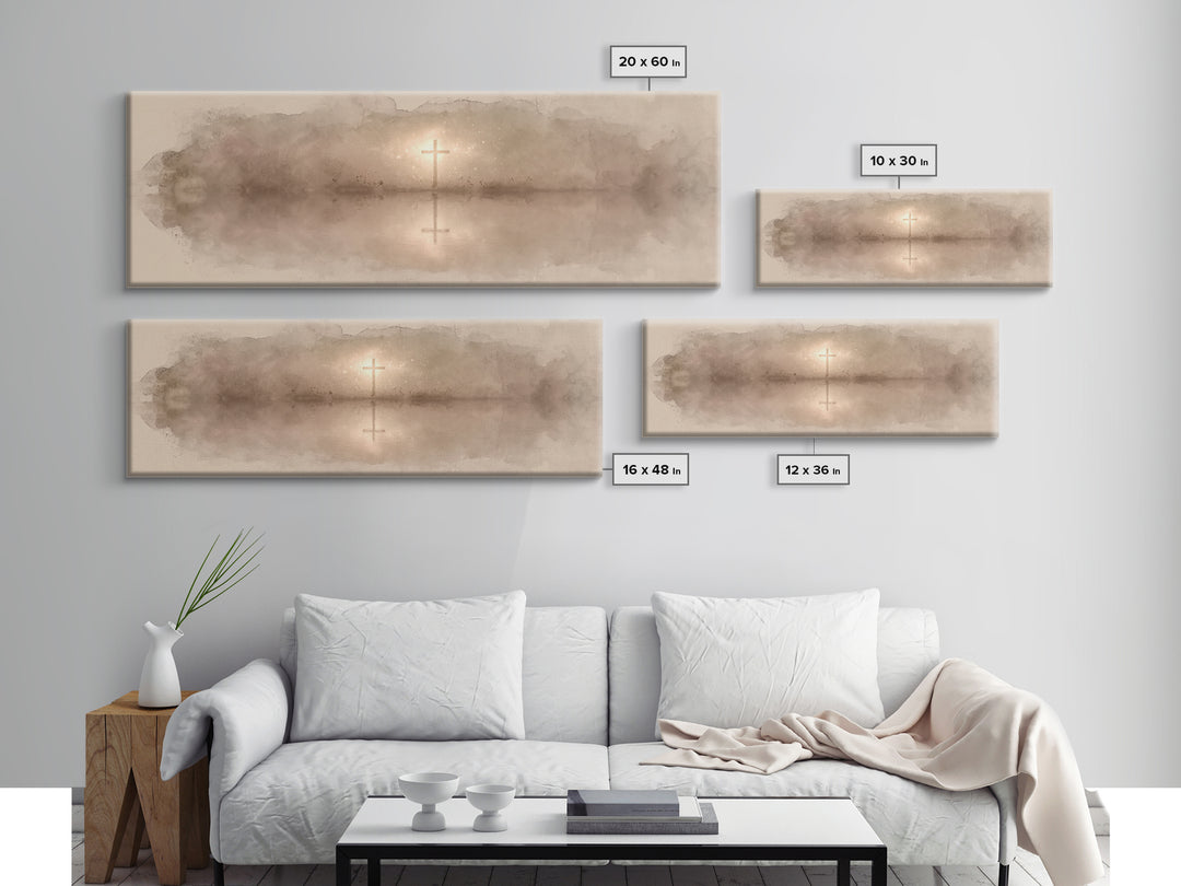 Shoreline Of Grace, Framed Canvas Print, Panoramic Art, Christian Wall Art, Christian Art Canvas, Christian Painting, Christmas Art