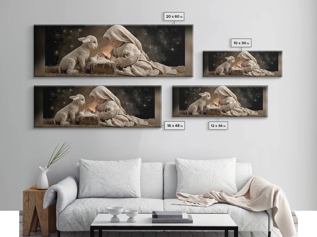 Bethlehem Dawn | Framed Canvas Print | Christian Art Canvas | Panoramic Wall Art | Christian Christmas Art | Jesus Painting | Christian Dec