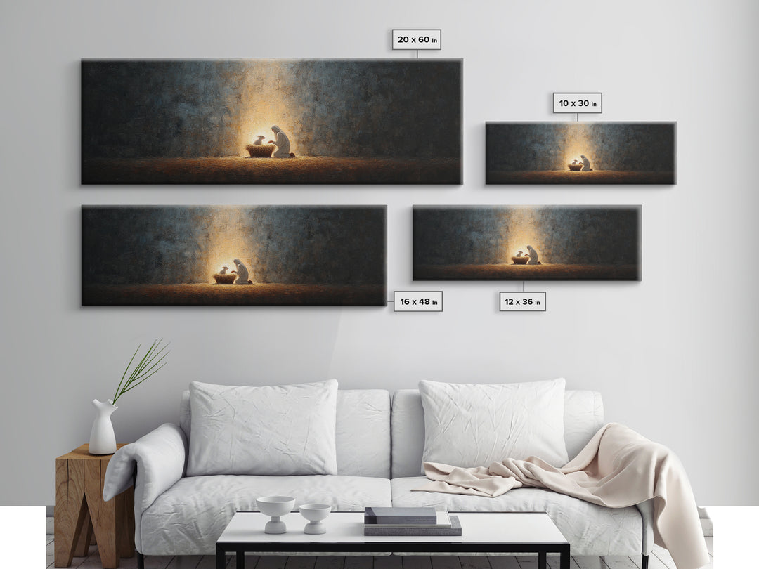 Divine Infant Peace, Framed Canvas Print, Christian Christmas Art, Panoramic Print, Christian Wall Art, Jesus Painting, Christian Art Canva
