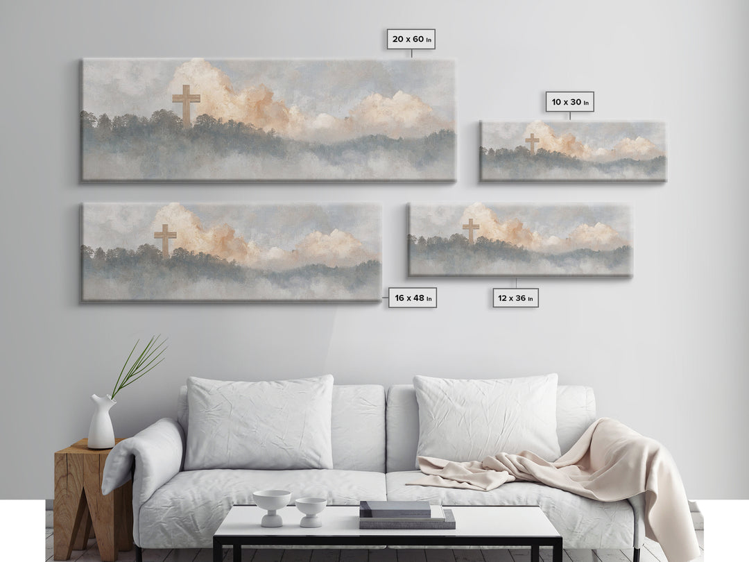 Clouds Of Grace, Framed Canvas Print, Christian Wall Art, Christian Art Canvas, Christian Painting, Christian Christmas Art, Panoramic Art