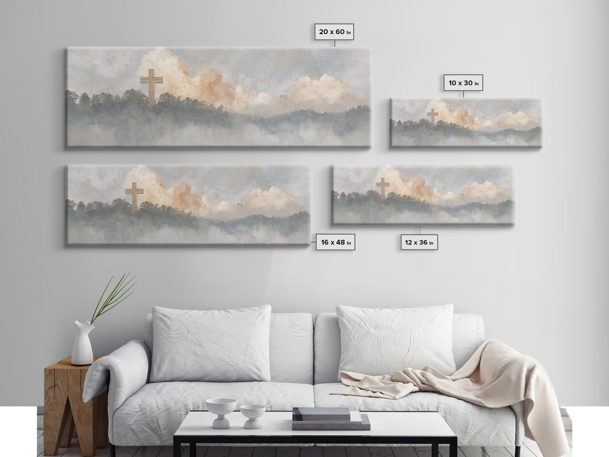 Clouds Of Grace, Framed Canvas Print, Christian Wall Art, Christian Art Canvas, Christian Painting, Christian Christmas Art, Panoramic Art