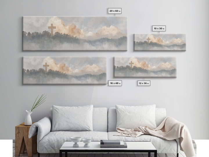 Clouds Of Grace, Framed Canvas Print, Christian Wall Art, Christian Art Canvas, Christian Painting, Christian Christmas Art, Panoramic Art