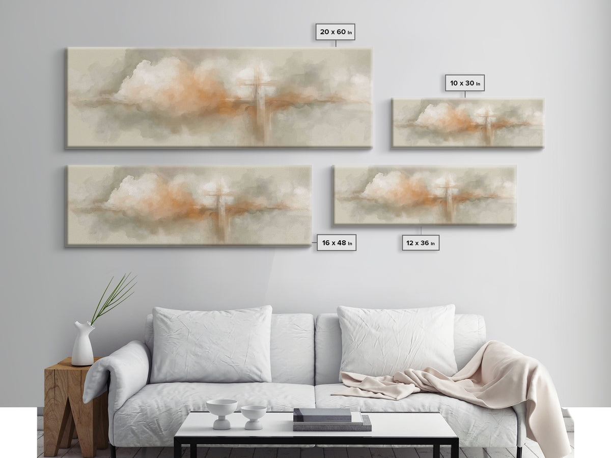 Glory In The Mist – Framed Canvas Print – Christian Wall Art – Christian Painting – Christian Art Canvas – Christmas Art – Panoramic Wall A