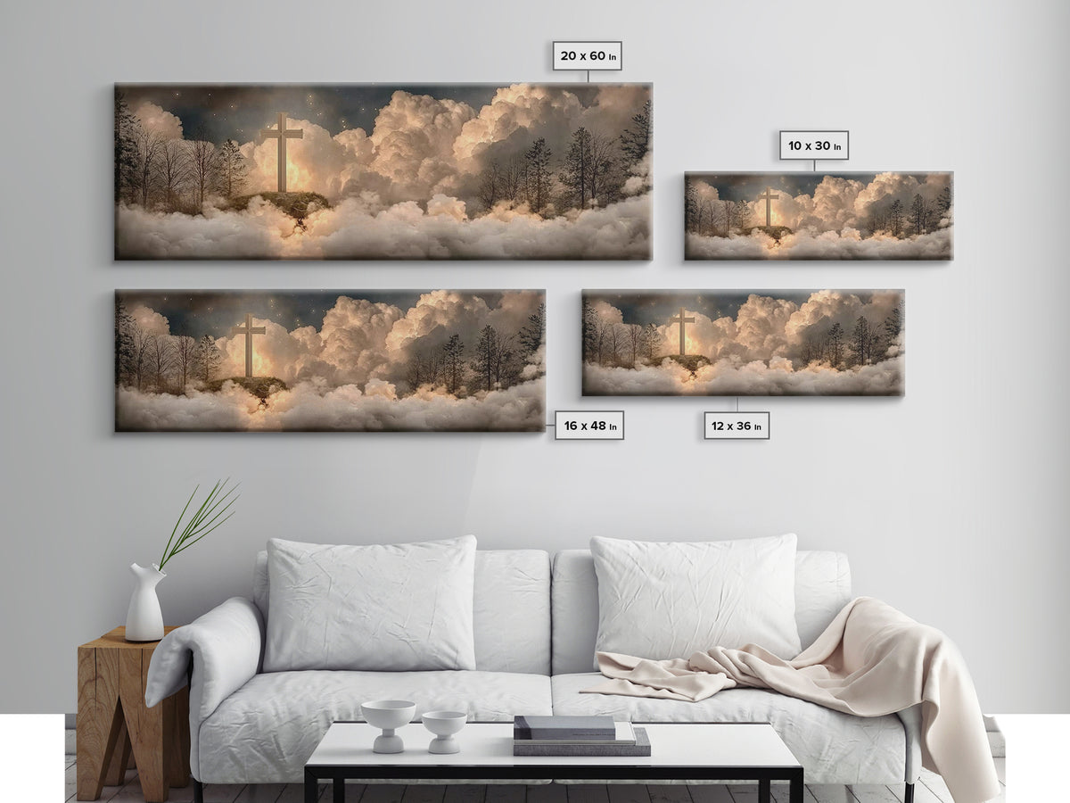 Heavenly Ascent, Framed Canvas Print, Christian Wall Art, Christian Art Canvas, Christian Painting, Christian Christmas Art, Panoramic Prin