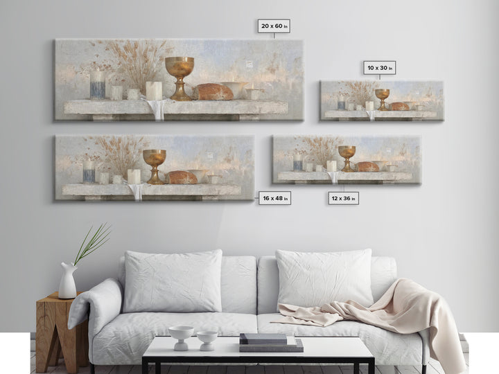 Sacred Communion | Framed Canvas Print | Christian Wall Art | Christian Art Canvas | Christian Painting | Christian Decor | Panoramic Art