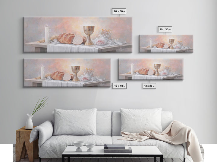 Table Of Blessing – Framed Canvas Print – Christian Wall Art – Christian Art Canvas – Christian Painting – Christmas Art – Panoramic Frame
