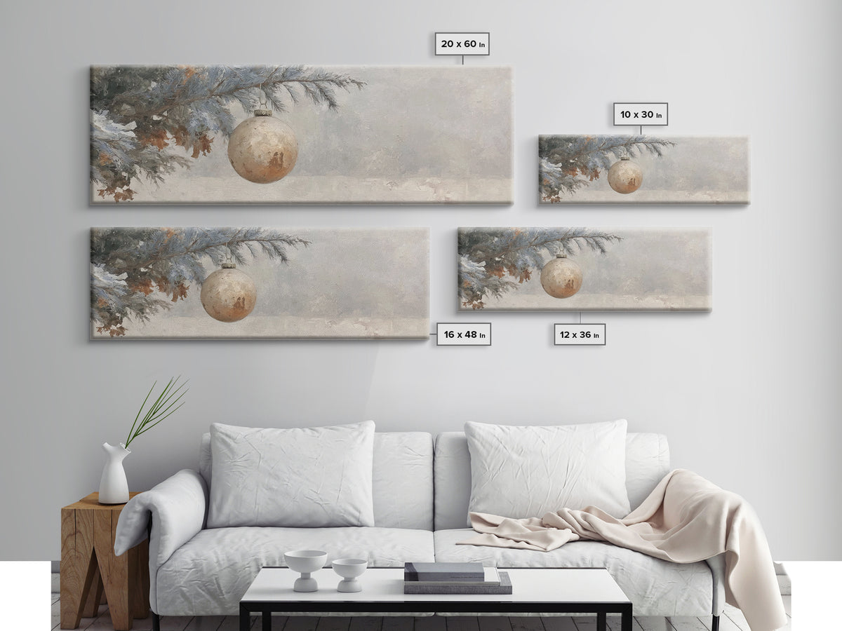 Winter Blessing Glow, Framed Canvas Print, Christmas Wall Art, Panoramic Painting, Christian Christmas Art, Framed Christian Art, Christian