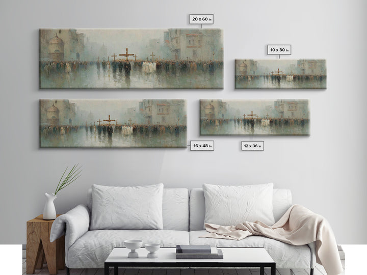 Holy Journey Night, Framed Canvas Print, Christian Christmas Art, Panoramic Wall Art, Jesus Christmas Art, Christmas Art Prints, Christian