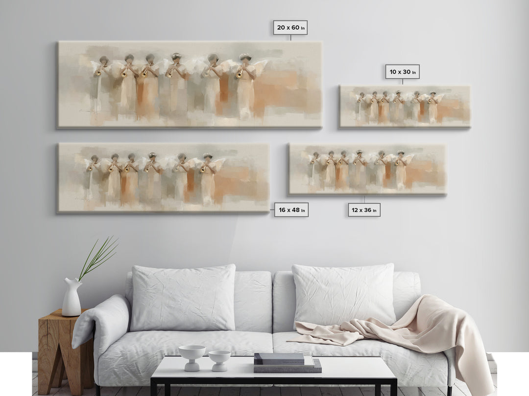 Trumpets Of Glory | Framed Canvas Print | Christian Art Canvas | Panoramic Painting | Christian Wall Art | Large Christian Art