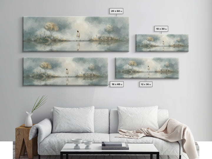Walk Of Peace, Framed Canvas Print, Christian Wall Art, Christian Art Canvas, Panoramic Art, Large Jesus Painting