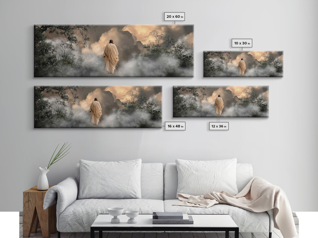 Holy Path Wonder, Framed Canvas Print, Jesus Wall Art, Christian Art Canvas, Modern Christian Art, Panoramic Wall Art, Christian Painting