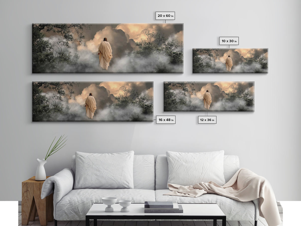 Holy Path Wonder, Framed Canvas Print, Jesus Wall Art, Christian Art Canvas, Modern Christian Art, Panoramic Wall Art, Christian Painting