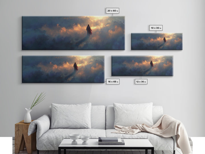 Heavenly Ascent Path | Framed Canvas Print | Jesus Painting | Christian Art Work | Large Christian Painting | Panoramic Print | Christian W