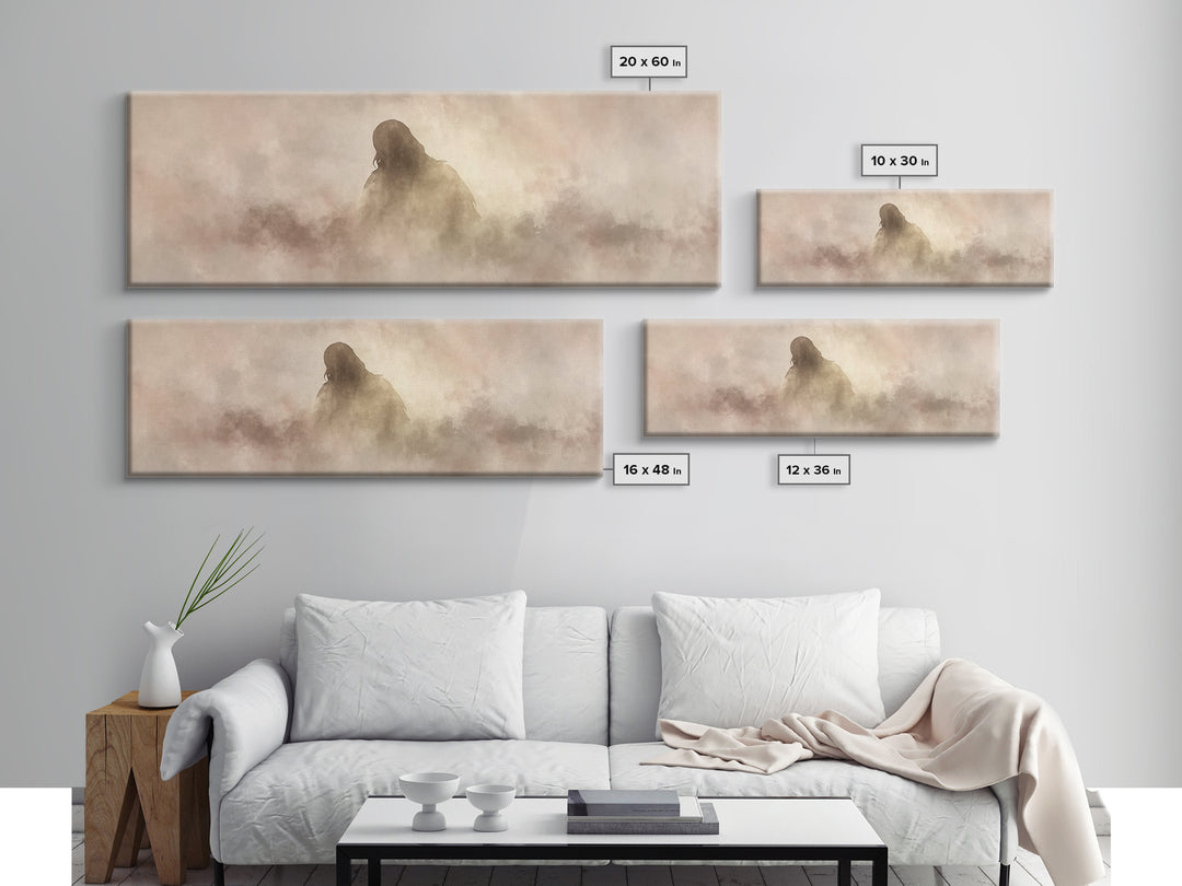 Veil Of Presence – Framed Canvas Print – Christian Art – Minimalist Christian Art – Subtle Christian Paintings – Panoramic Art – Christian