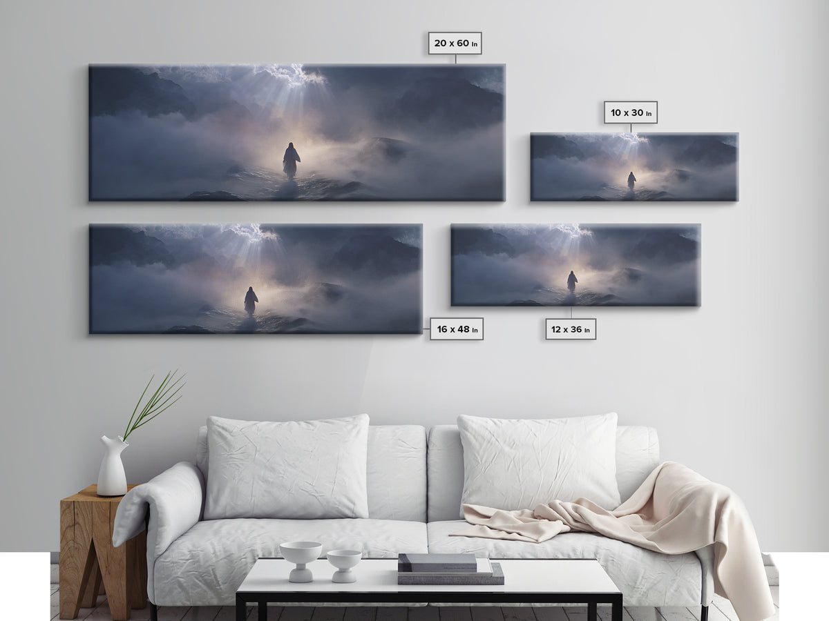 Path Of Divine Light – Framed Canvas Print – Christian Art Canvas – Jesus Painting – Modern Christian Art – Panoramic Art – Christian Wall