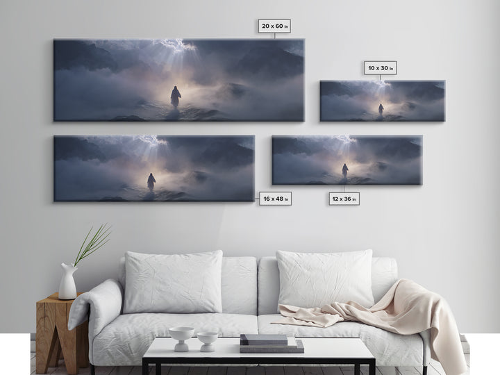 Path Of Divine Light – Framed Canvas Print – Christian Art Canvas – Jesus Painting – Modern Christian Art – Panoramic Art – Christian Wall