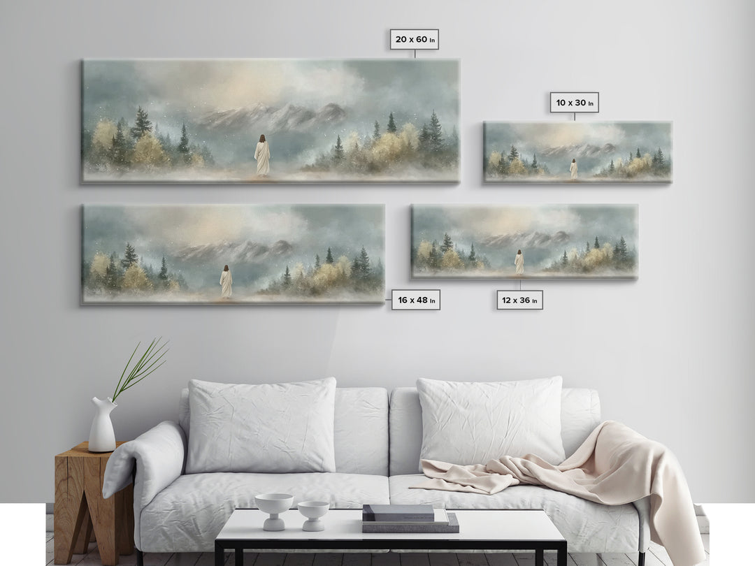 Morning Grace Walk, Framed Canvas Print, Christian Wall Art, Christian Art Canvas, Jesus Art Print, Panoramic Painting, Modern Christian Pa