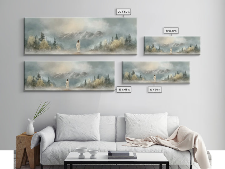 Morning Grace Walk, Framed Canvas Print, Christian Wall Art, Christian Art Canvas, Jesus Art Print, Panoramic Painting, Modern Christian Pa