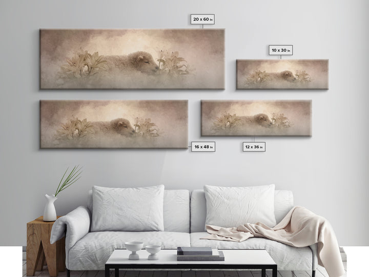 Soft Dawn Rest | Framed Canvas Print | Christian Art Work | Christian Art Canvas | Minimalist Christian Art | Panoramic Painting | Christia