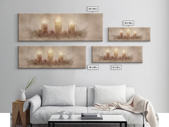 Radiant Advent Glow | Framed Canvas Print | Christian Christmas Art | Christian Wall Art | Christmas Canvas Wall Art | Panoramic Wall Art |