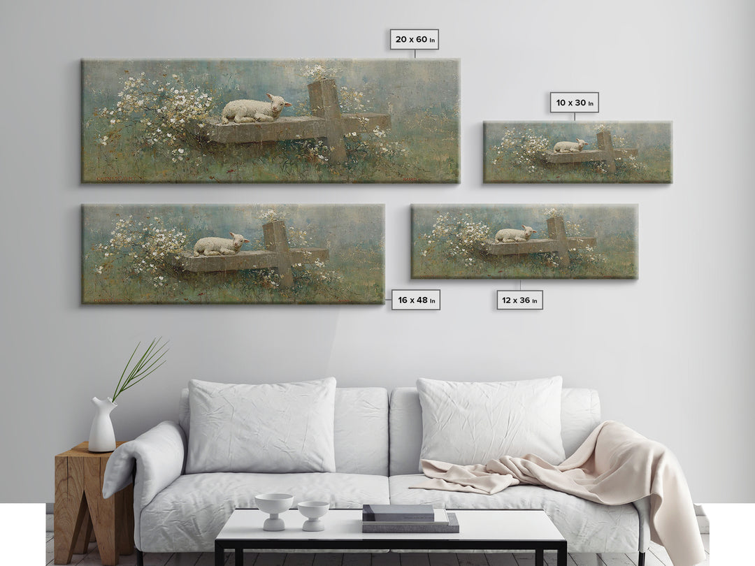 Quiet Meadow Grace, Framed Canvas Print, Christian Wall Art, Panoramic Frame, Christmas Art Prints, Christian Art Painting, Christian Gift