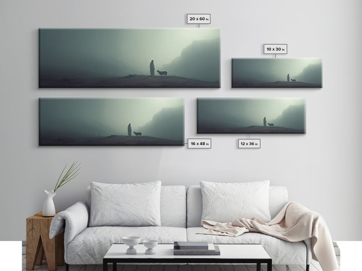 The Silent Shepherd – Framed Canvas Print – Christian Wall Art – Jesus Painting – Panoramic Art – Christian Christmas Art – Christian Decor