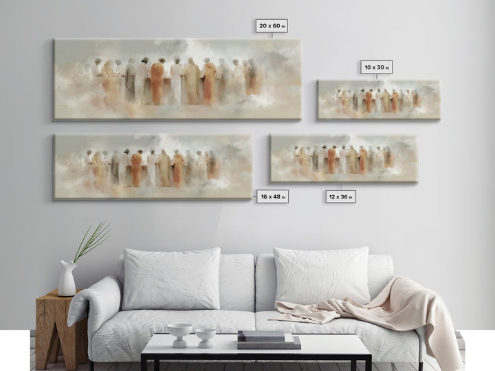 Cloudborne Gathering | Framed Canvas Print | Christian Art | Jesus Wall Art | Panoramic Painting | Christian Christmas Decor | Christian Ar