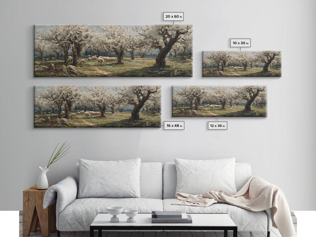 Redeemer Among Blossoms – Framed Canvas Print – Christian Art Canvas – Panoramic Frame – Jesus Painting – Christmas Wall Art – Christian Ar