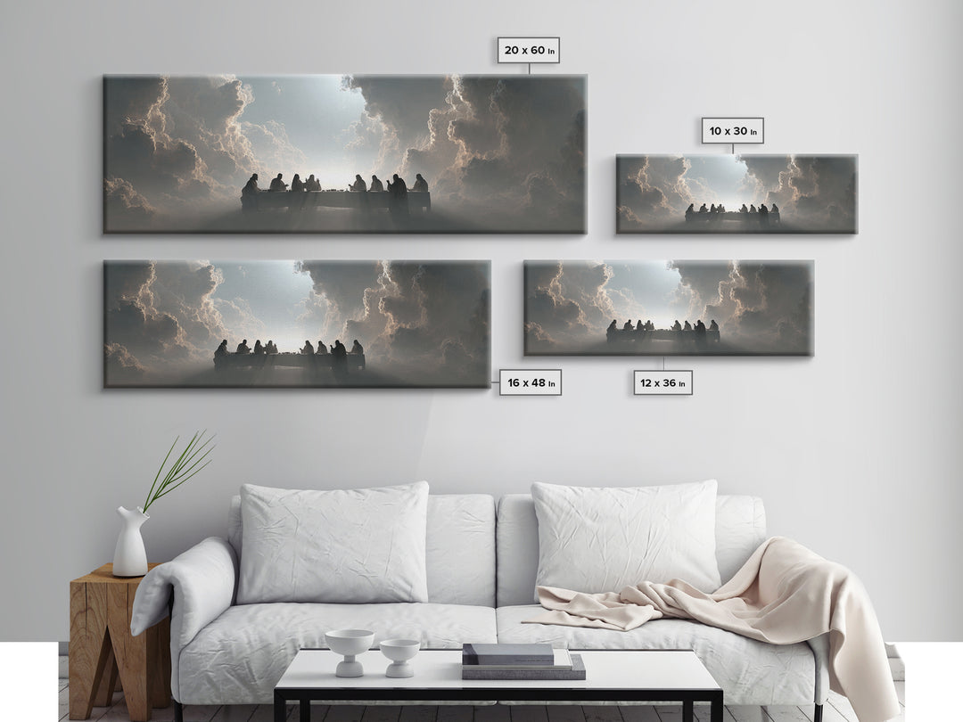 Heaven’s Table, Framed Canvas Print, Christian Art Canvas, Panoramic Print, Jesus Painting, Christian Wall Art, Christmas Art Prints