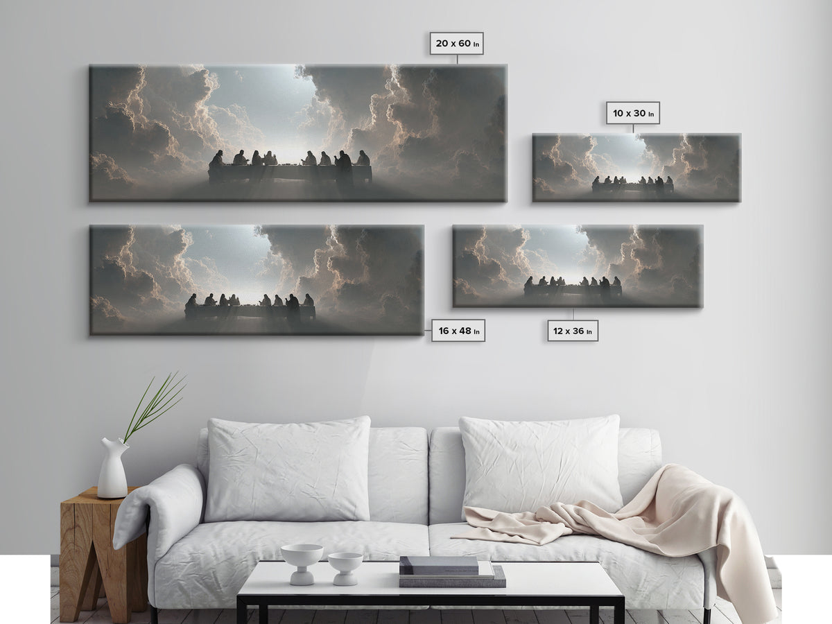 Heaven’s Table, Framed Canvas Print, Christian Art Canvas, Panoramic Print, Jesus Painting, Christian Wall Art, Christmas Art Prints