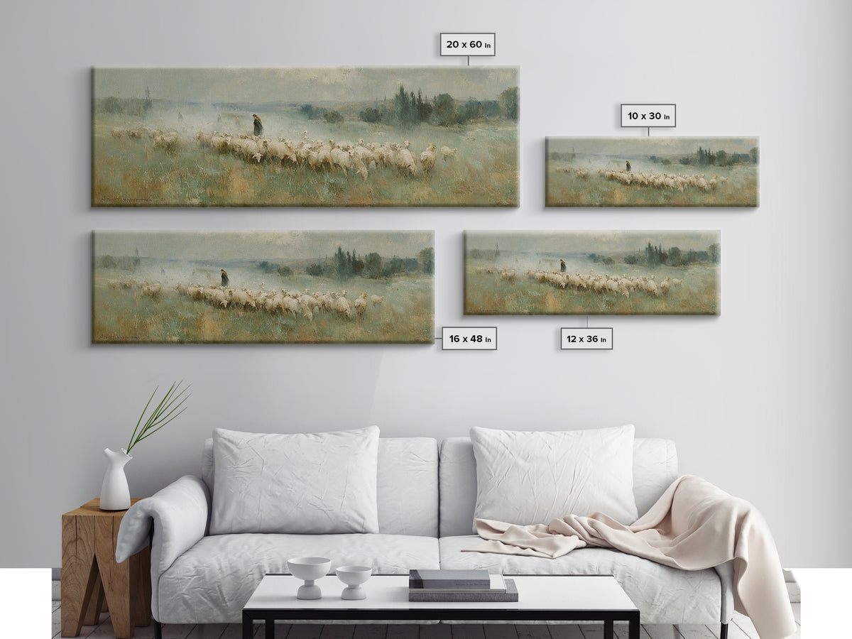 Shepherd’s Calm | Framed Canvas Print | Christian Art Canvas | Panoramic Wall Art | Jesus Painting | Christian Christmas Art | Christian De
