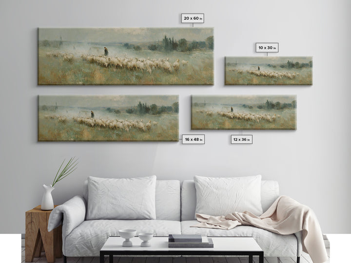 Shepherd’s Calm | Framed Canvas Print | Christian Art Canvas | Panoramic Wall Art | Jesus Painting | Christian Christmas Art | Christian De