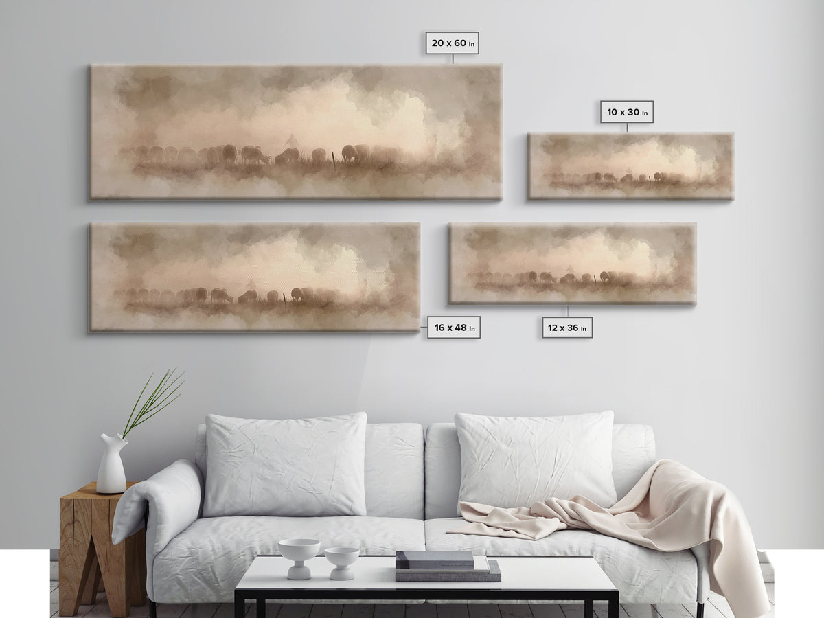 Fields Of Mercy – Framed Canvas Print – Christian Art Print – Panoramic Painting – Jesus Wall Art – Christian Decor – Christmas Art